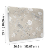 Wellesley Taupe Chinoiserie Wallpaper with Vintage Bird and Floral Motif - A?Street Prints AST4969