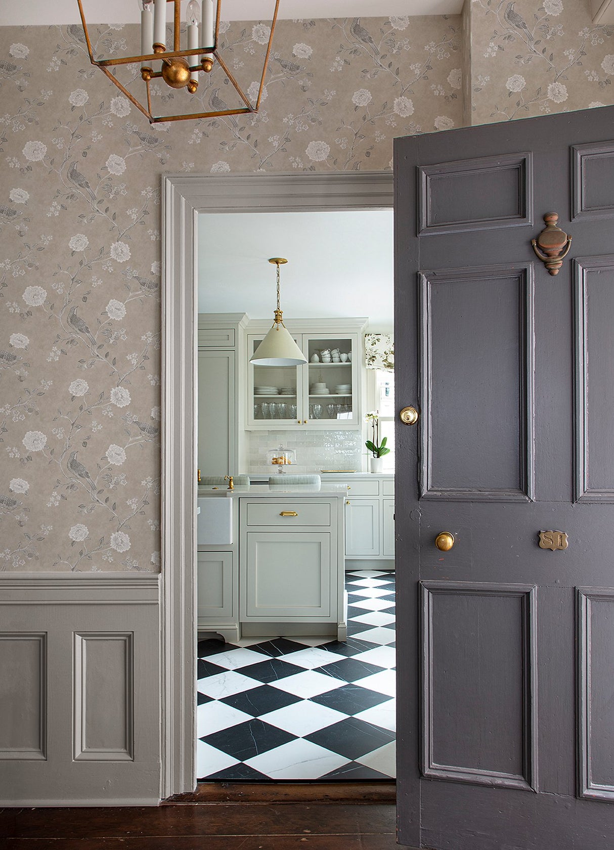 Wellesley Taupe Chinoiserie Wallpaper with Vintage Bird and Floral Motif - A?Street Prints AST4969