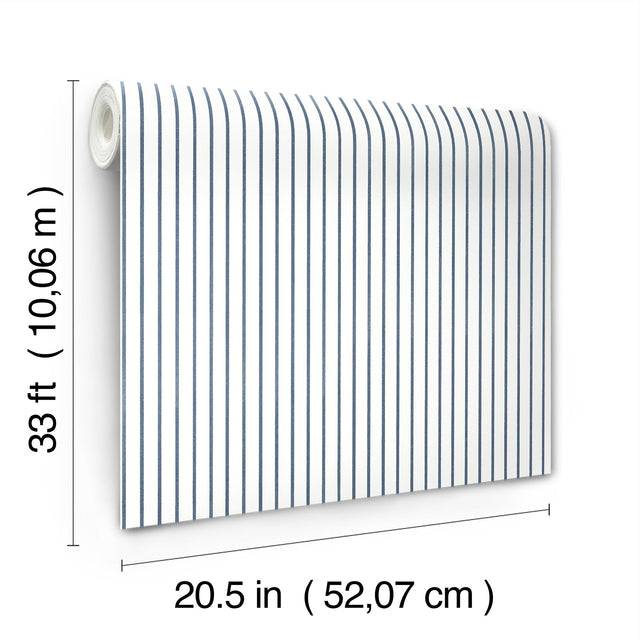 Oliver Navy Simple Stripe Wallpaper with Farmhouse Stripes Pattern - A-Street Prints AST4971