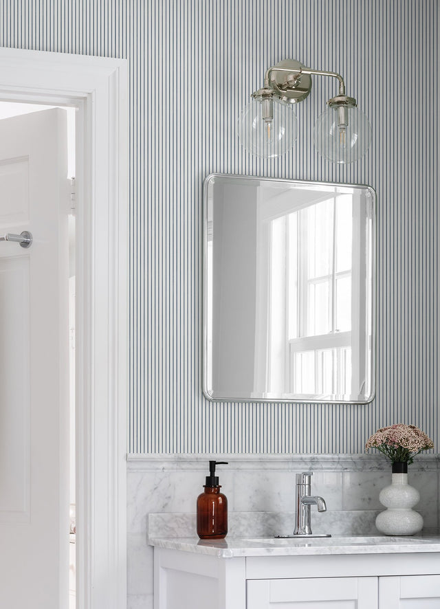 Oliver Navy Simple Stripe Wallpaper with Farmhouse Stripes Pattern - A-Street Prints AST4971