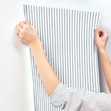 Oliver Navy Simple Stripe Wallpaper with Farmhouse Stripes Pattern - A-Street Prints AST4971