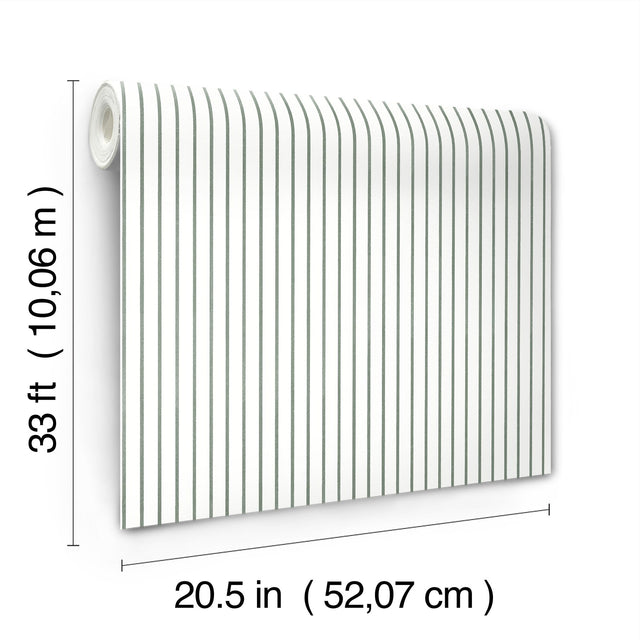 Oliver Green Simple Stripe Wallpaper with Farmhouse Stripes Pattern - A-Street Prints AST4972