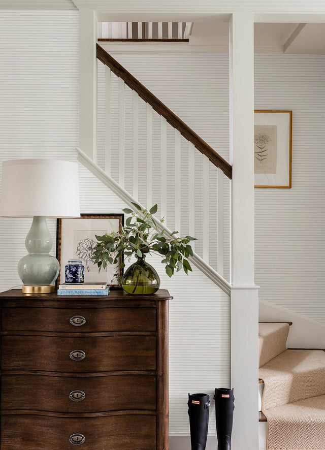 Oliver Taupe Simple Stripe Wallpaper with Farmhouse Graphic Stripes - A-Street Prints AST4973