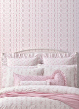 Dreamy Days Pink Parfait Stripe & Floral Wallpaper with Vintage Botanical Motif - A-Street Prints AST6086