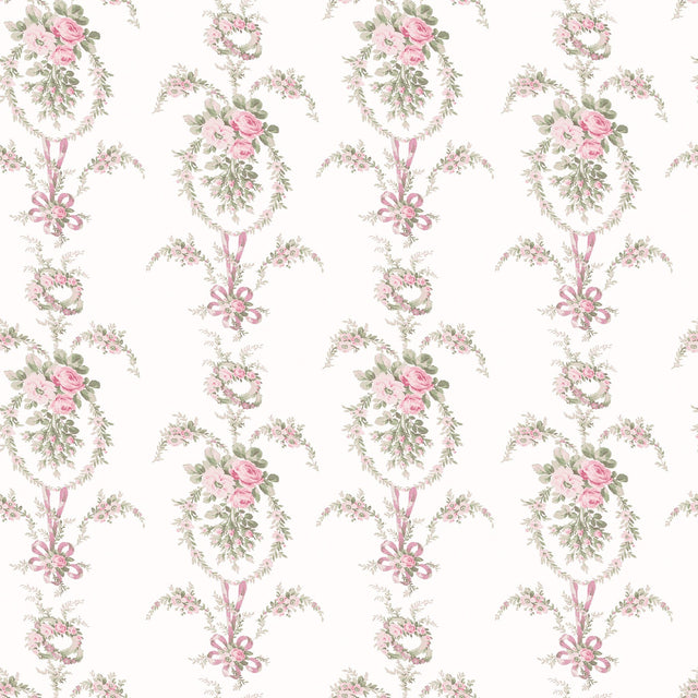 Rose Cheeks Party Pink Floral Cluster Wallpaper with Vintage Botanical Motif - A-Street Prints AST6088