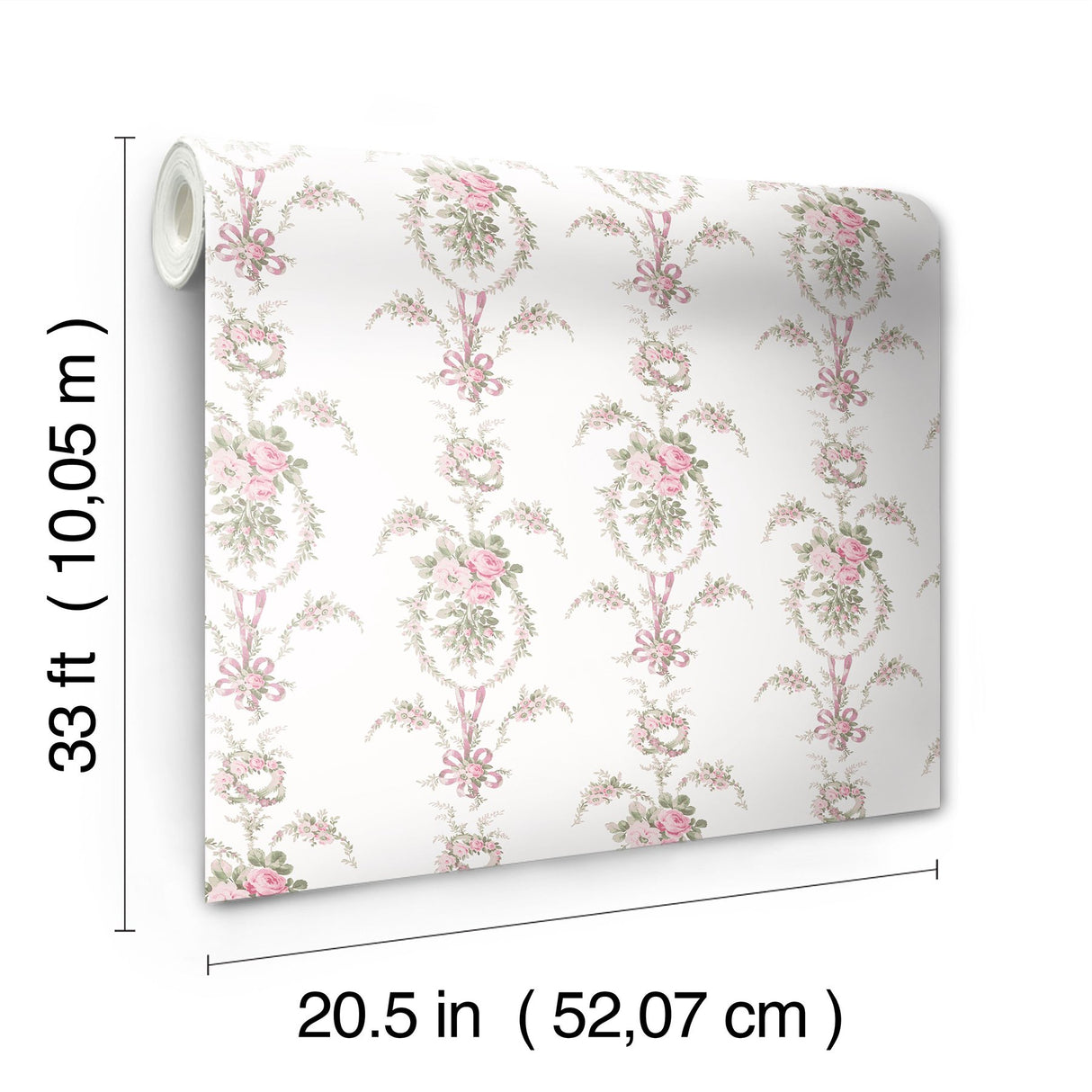 Rose Cheeks Party Pink Floral Cluster Wallpaper with Vintage Botanical Motif - A-Street Prints AST6088
