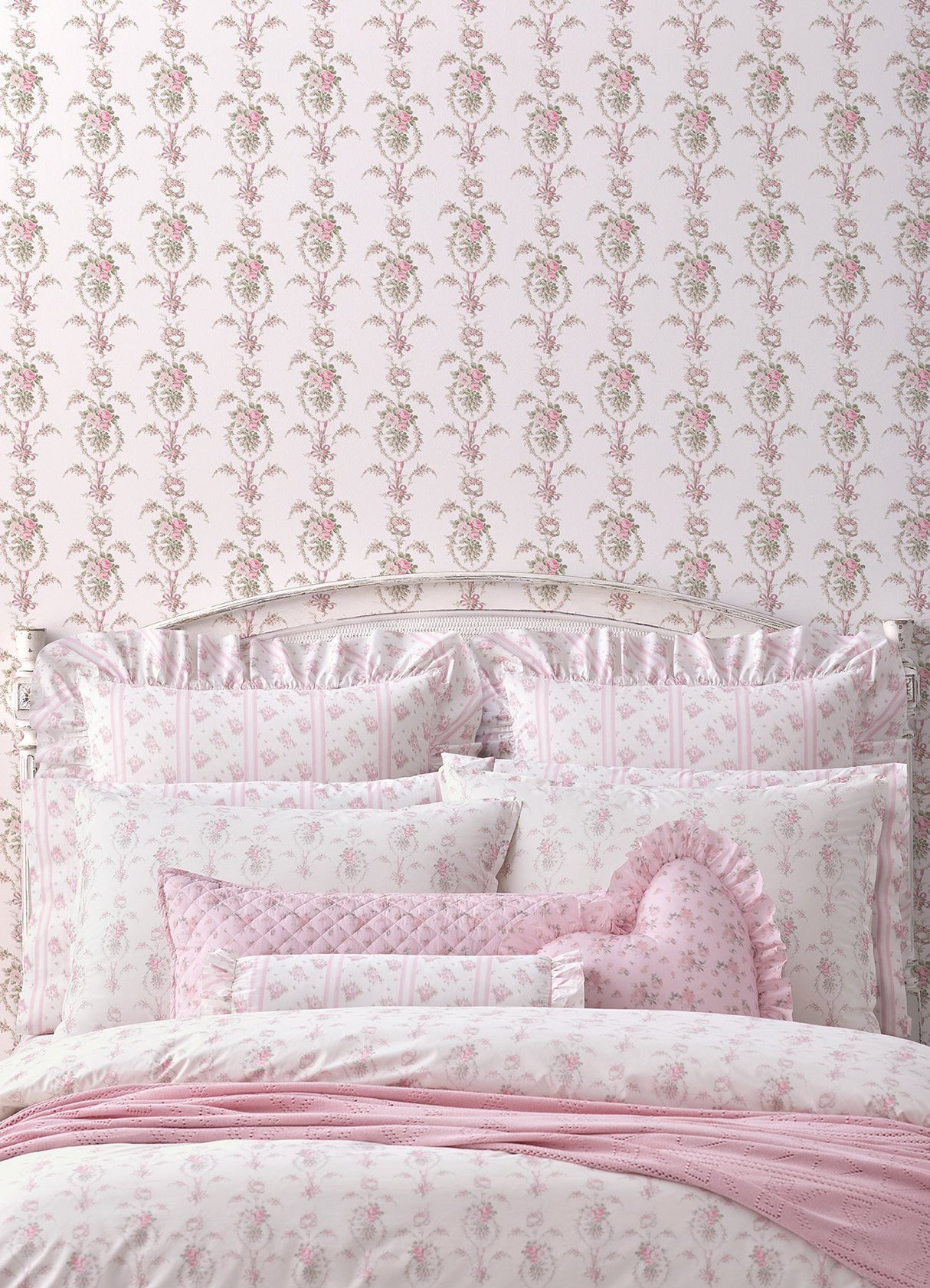 Rose Cheeks Party Pink Floral Cluster Wallpaper with Vintage Botanical Motif - A-Street Prints AST6088