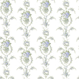 Rose Cheeks Blye Elysees Floral Cluster Wallpaper with Botanical Floral Wreath Motif - A-Street Prints AST6089
