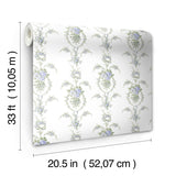 Rose Cheeks Blye Elysees Floral Cluster Wallpaper with Botanical Floral Wreath Motif - A-Street Prints AST6089