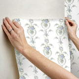 Rose Cheeks Blye Elysees Floral Cluster Wallpaper with Botanical Floral Wreath Motif - A-Street Prints AST6089