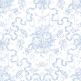 Fairytale Blissful Blue Toile Wallpaper with Whimsical Floral Damask - A?Street Prints AST6272