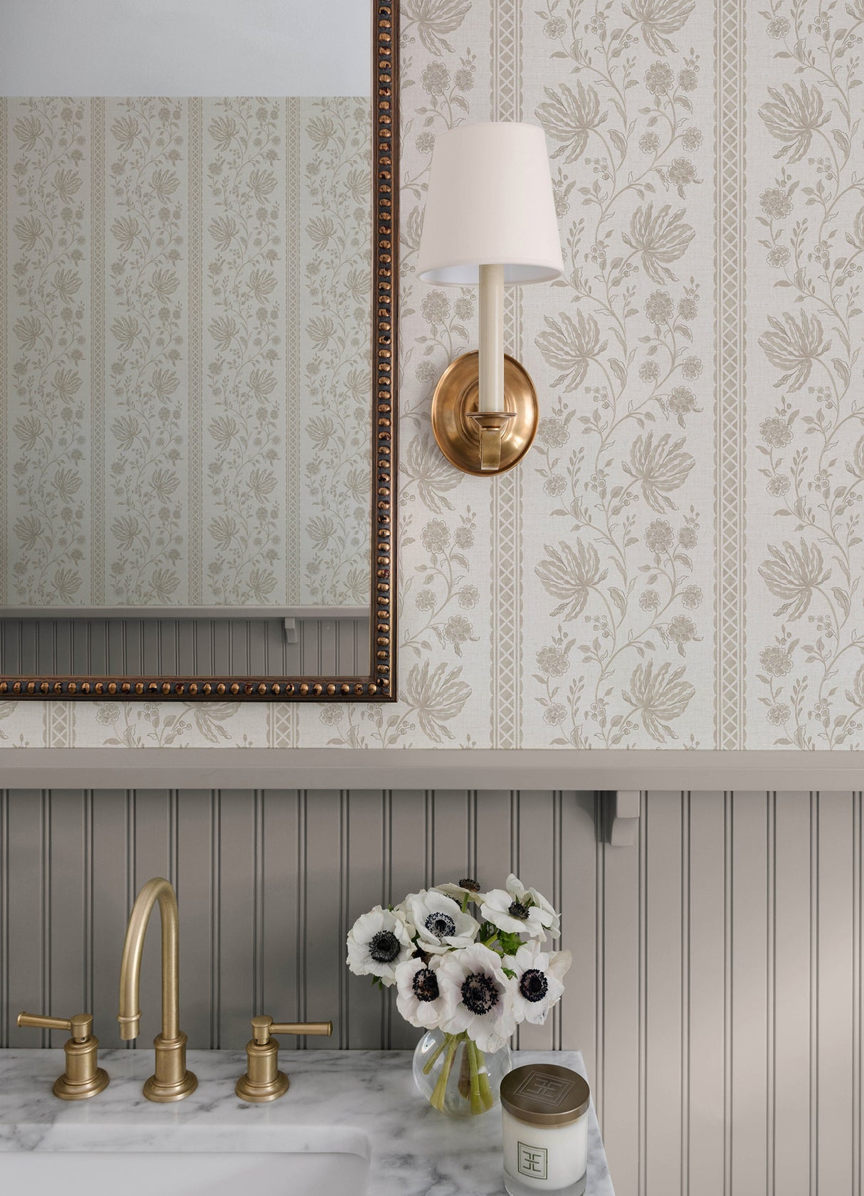 Edgemoor Taupe by Erin Gates Jacobean Stripe Wallpaper – A‑Street Prints AST6350