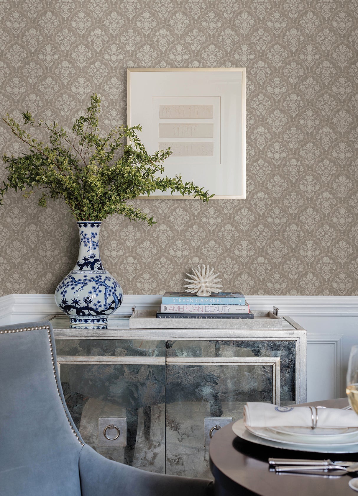 Frances Taupe by Erin Gates Fishscale Wallpaper – A-Street Prints AST6352