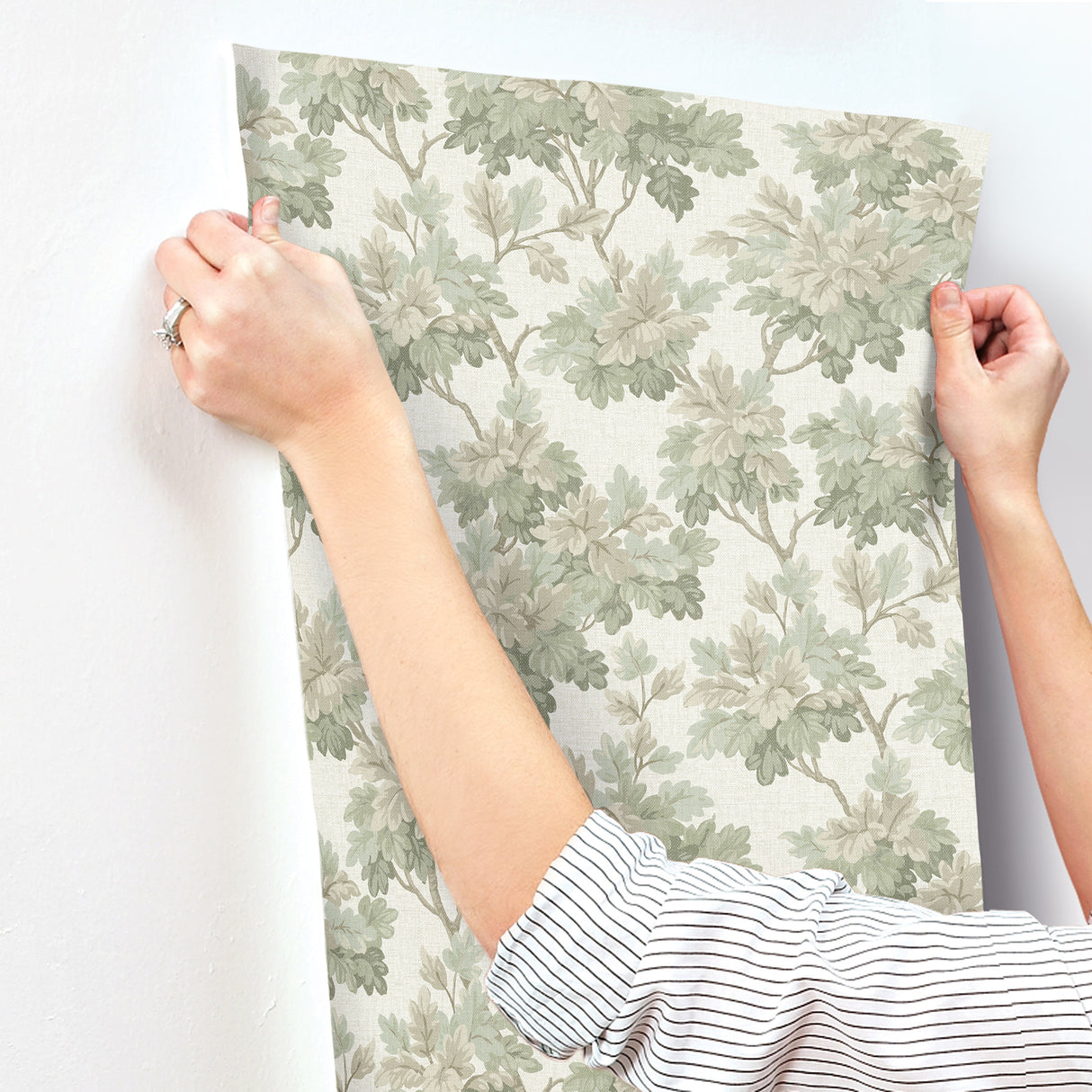 Oakcliff Sage by Erin Gates Leaf Trail Wallpaper – A-Street Prints AST6355