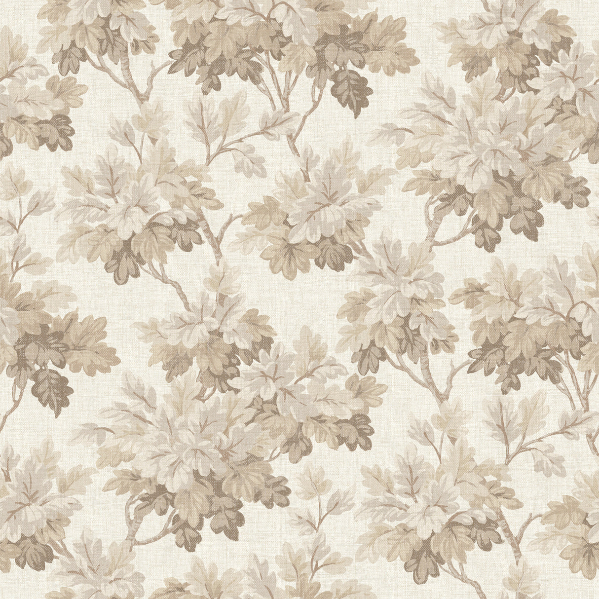 Oakcliff Taupe Leaf Trail Wallpaper roll and pattern by Erin Gates for A-Street Prints