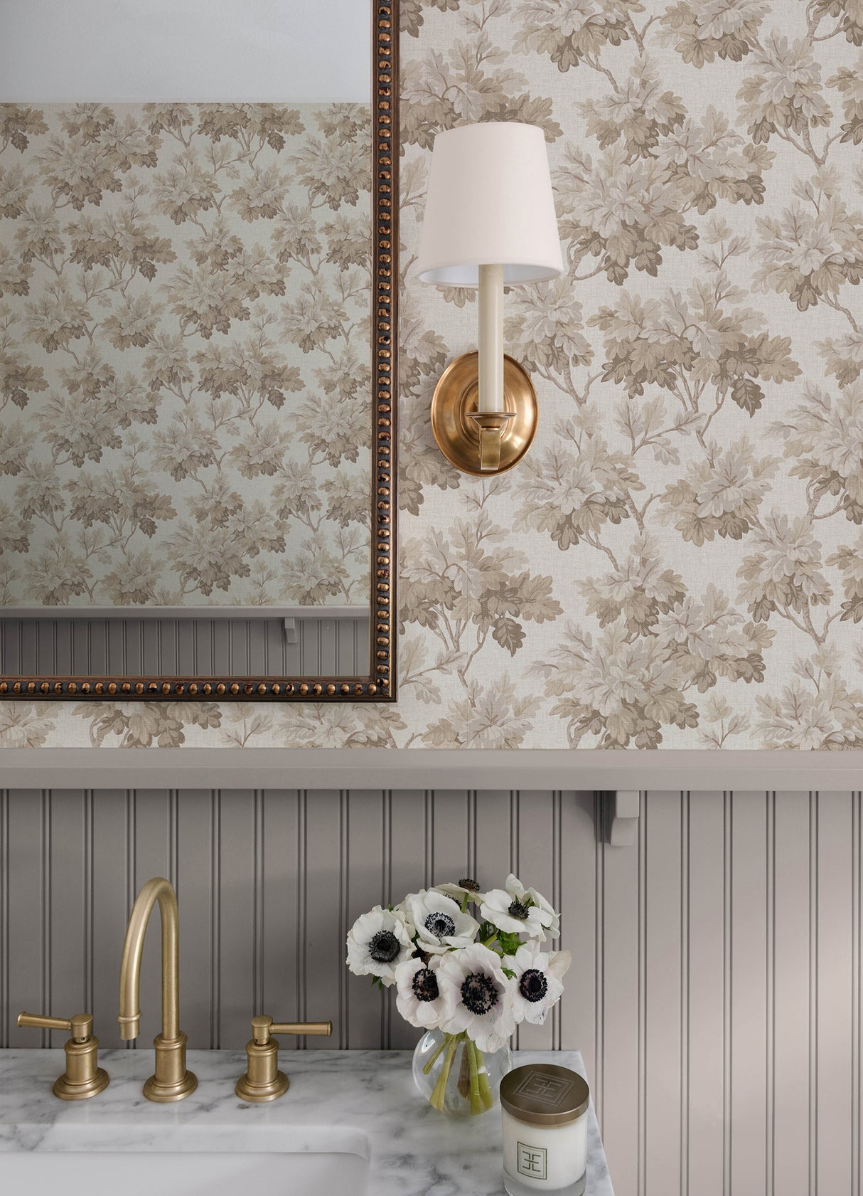 Oakcliff Taupe by Erin Gates Leaf Trail Wallpaper – A-Street Prints AST6356