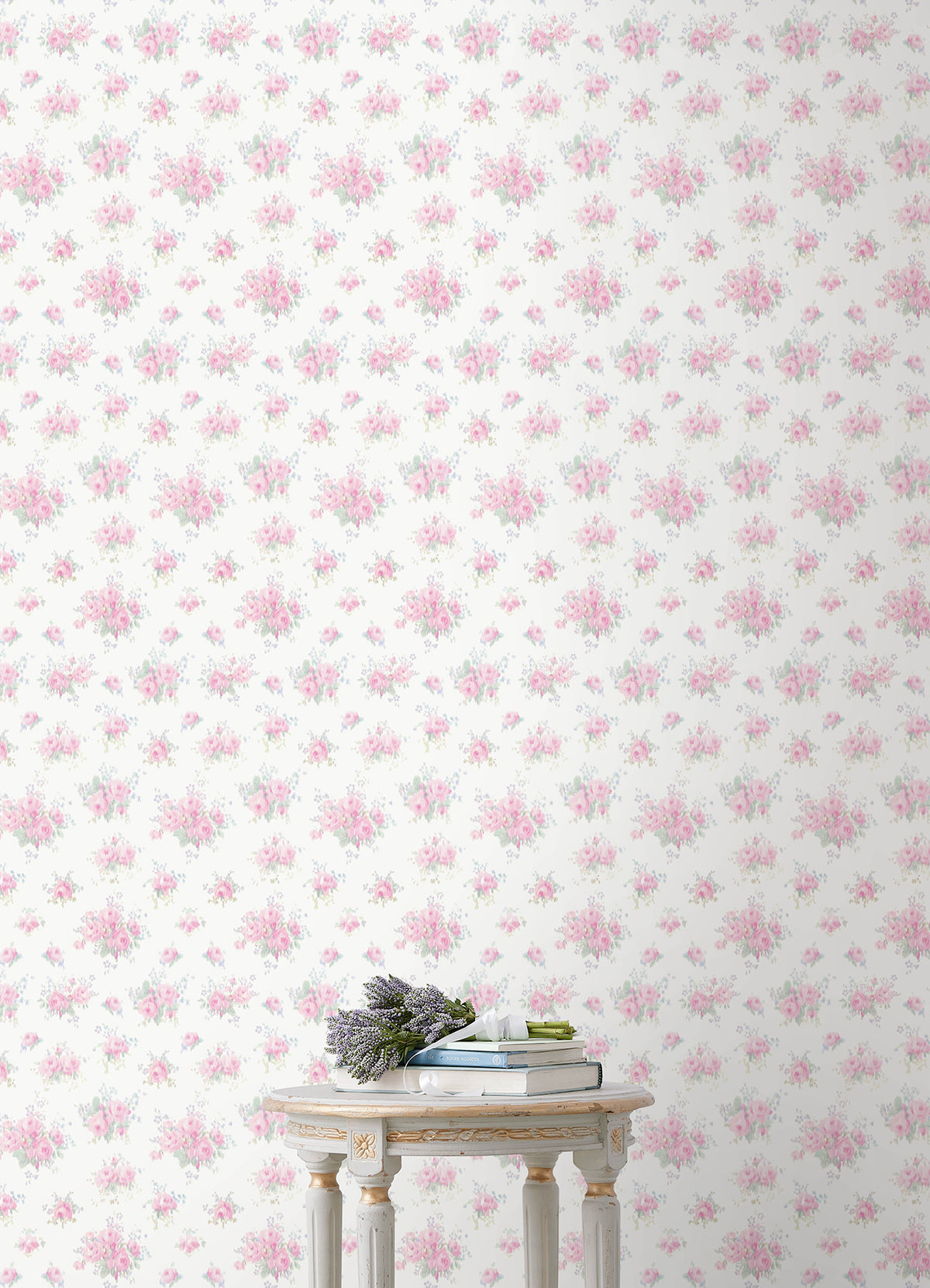 Pasadena Ikat Breezy Pastel by LoveShackFancy Unpasted Non Woven Vintage Pink Floral Wallpaper 20.5in x 33ft – A-Street Prints AST6444-Sample