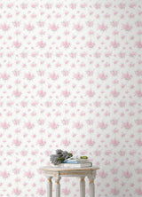 Pasadena Ikat Breezy Pastel by LoveShackFancy Unpasted Non Woven Vintage Pink Floral Wallpaper 20.5in x 33ft – A-Street Prints AST6444-Sample