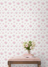 Pasadena Ikat Breezy Pastel by LoveShackFancy Unpasted Non Woven Vintage Pink Floral Wallpaper 20.5in x 33ft – A-Street Prints AST6444-Sample