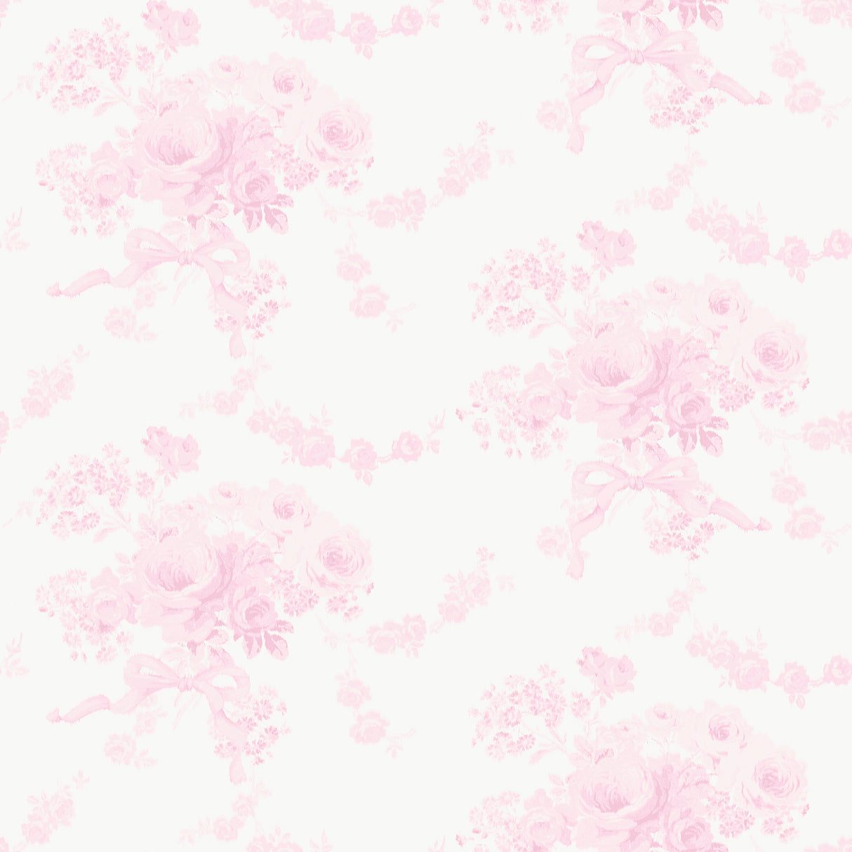Champagne Harbor Pink Dream floral wallpaper by LoveShackFancy for A-Street Prints, pink roses and garlands on light ground, AST6445