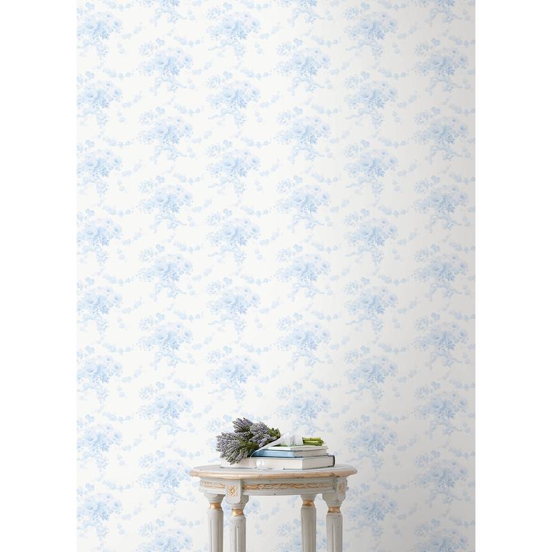 Champagne Harbor Powdered Blue by LoveShackFancy Botanical Wallpaper – A-Street Prints AST6446