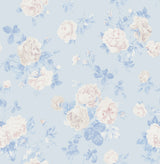 Everblooming Rosettes Whisper Blue by LoveShackFancy Cabbage Rose Bouquets Wallpaper – A-Street Prints AST6492