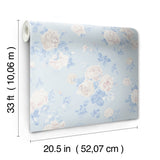 Everblooming Rosettes Whisper Blue by LoveShackFancy Cabbage Rose Bouquets Wallpaper – A-Street Prints AST6492