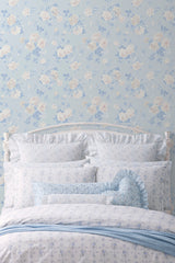 Everblooming Rosettes Whisper Blue by LoveShackFancy Cabbage Rose Bouquets Wallpaper – A-Street Prints AST6492