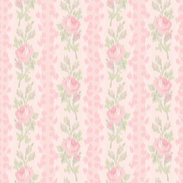 Blooming Heirloom Strawberry Macaron Rose Stripe wallpaper by LoveShackFancy for A-Street Prints