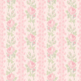 Blooming Heirloom Strawberry Macaron Rose Stripe wallpaper by LoveShackFancy for A-Street Prints