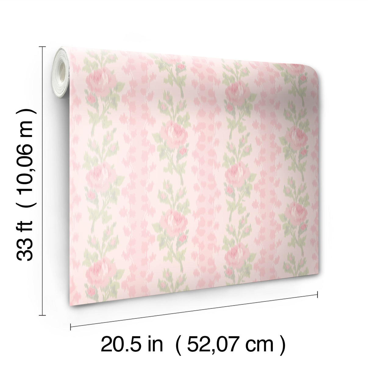 Blooming Heirloom Strawberry Macaron by LoveShackFancy Rose Stripe Wallpaper – A-Street Prints AST6493