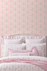Blooming Heirloom Strawberry Macaron by LoveShackFancy Rose Stripe Wallpaper – A-Street Prints AST6493