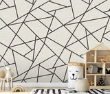 Modern Lines Black on Dove Grey Wall Mural with Geometric Grid - A?Street Prints ASTM3914