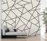 Modern Lines Black on Dove Grey Wall Mural with Geometric Grid - A?Street Prints ASTM3914