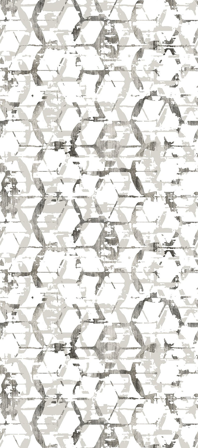 Hex-A-Gone Dove Grey Wall Mural with Modern Geometric Overlapping Shapes - A-Street Prints ASTM5039