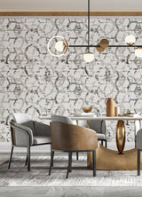 Hex-A-Gone Dove Grey Wall Mural with Modern Geometric Overlapping Shapes - A-Street Prints ASTM5039