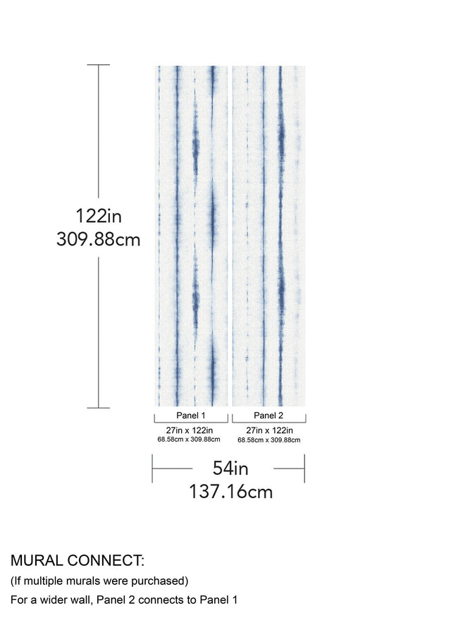 Hello Shibori Denim Blue Wall Mural with Bohemian Shibori Stripe on Faux Linen - A-Street Prints ASTM5040