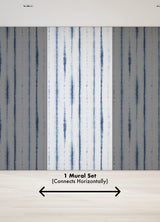 Hello Shibori Denim Blue Wall Mural with Bohemian Shibori Stripe on Faux Linen - A-Street Prints ASTM5040