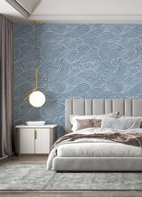 Waves Ocean Blue Wall Mural with Coastal Graphics Pattern - A-Street Prints ASTM5041