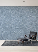 Waves Ocean Blue Wall Mural with Coastal Graphics Pattern - A-Street Prints ASTM5041