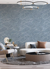 Waves Ocean Blue Wall Mural with Coastal Graphics Pattern - A-Street Prints ASTM5041