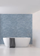 Waves Ocean Blue Wall Mural with Coastal Graphics Pattern - A-Street Prints ASTM5041