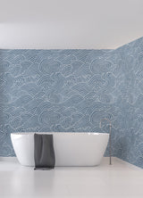 Waves Ocean Blue Wall Mural with Coastal Graphics Pattern - A-Street Prints ASTM5041