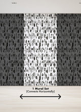 Bold Brush Strokes Black Wall Mural with Abstract Geometric Brushstroke Pattern - A-Street Prints ASTM5042
