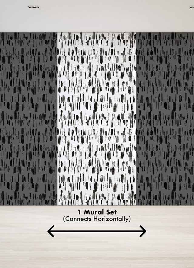 Bold Brush Strokes Black Wall Mural with Abstract Geometric Brushstroke Pattern - A-Street Prints ASTM5042