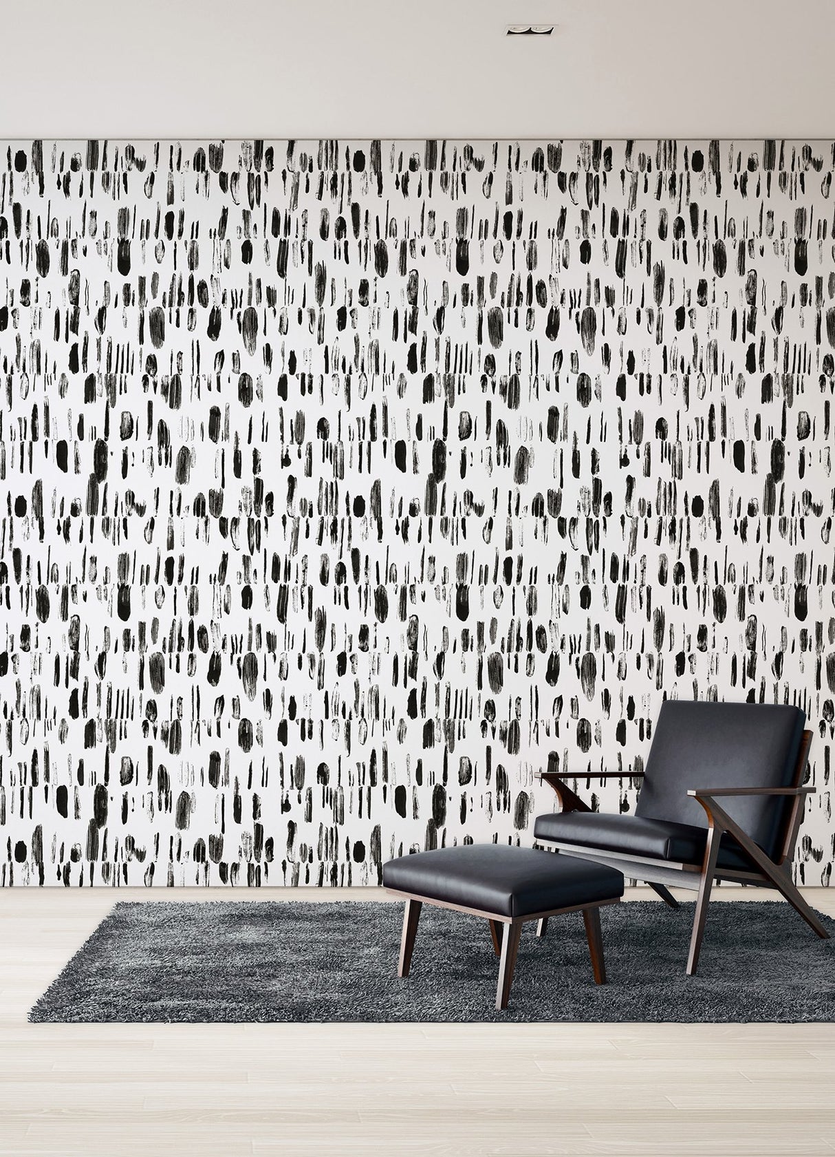 Bold Brush Strokes Black Wall Mural with Abstract Geometric Brushstroke Pattern - A-Street Prints ASTM5042