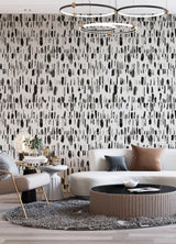 Bold Brush Strokes Black Wall Mural with Abstract Geometric Brushstroke Pattern - A-Street Prints ASTM5042