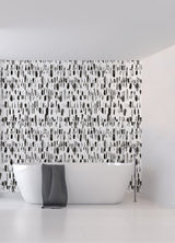 Bold Brush Strokes Black Wall Mural with Abstract Geometric Brushstroke Pattern - A-Street Prints ASTM5042