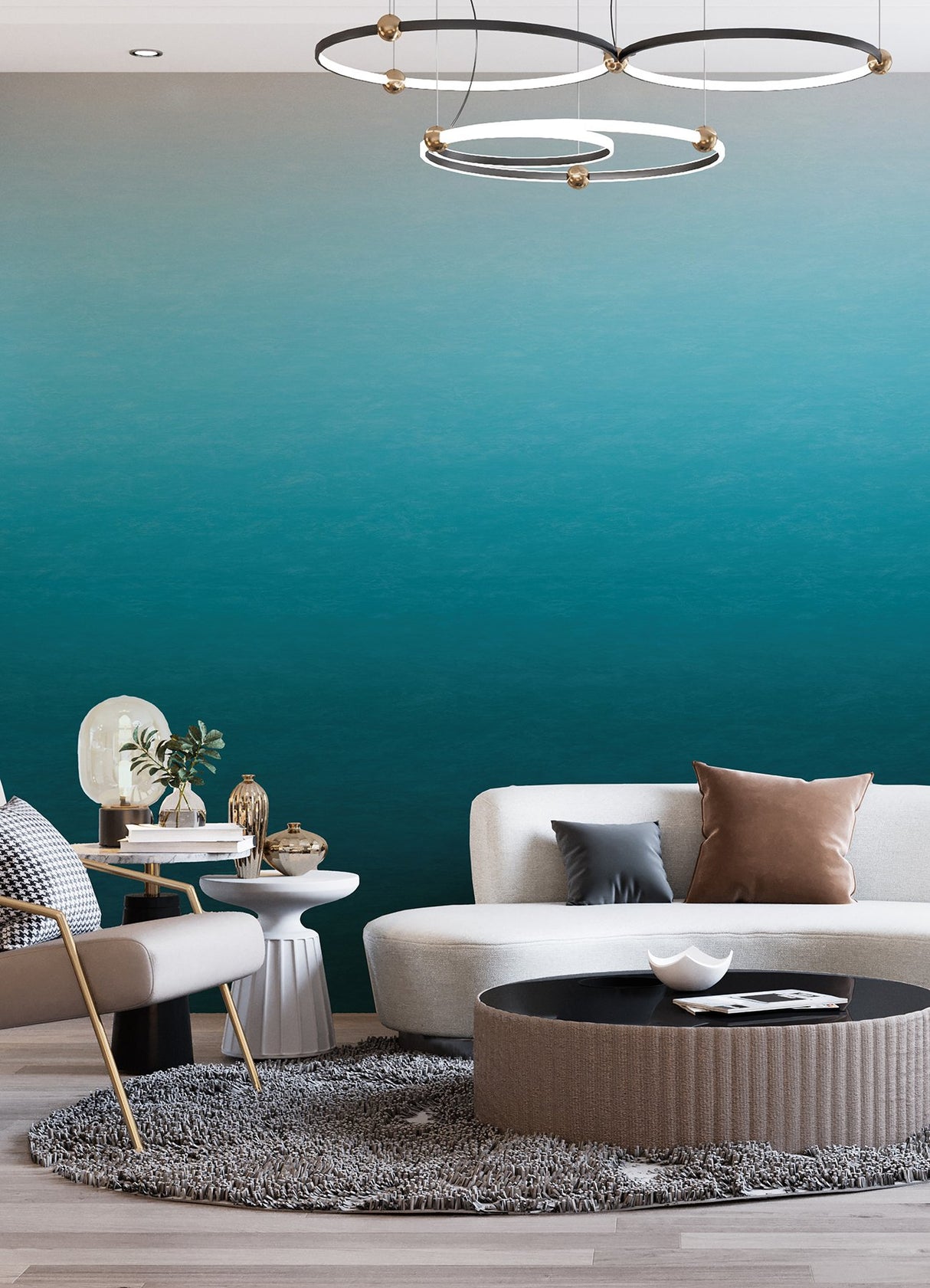 Caribbean Sea Teal Blue Ombre Wall Mural in Teal Blue Gradient - A-Street Prints ASTM5043