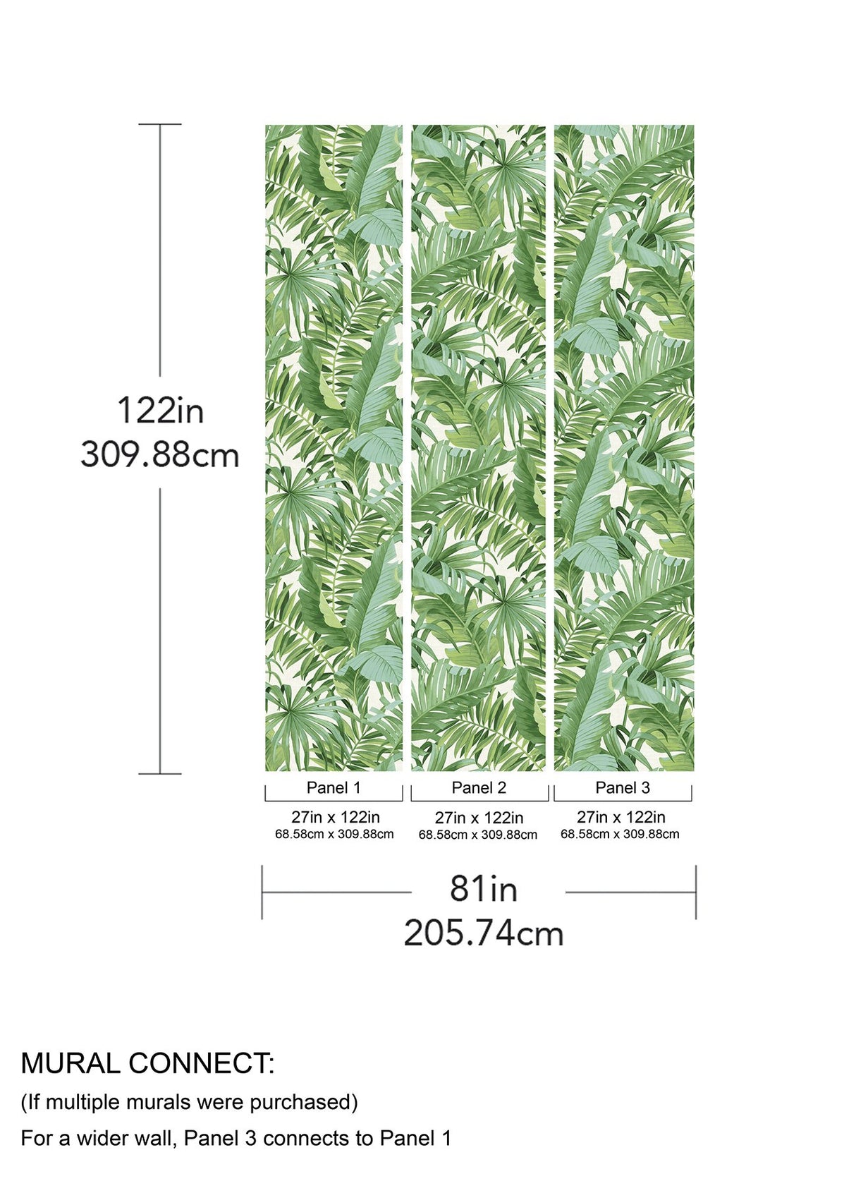 Tropical Palm Leaf Green Wall Mural with Lush Rainforest Leaves Pattern - A-Street Prints ASTM5047